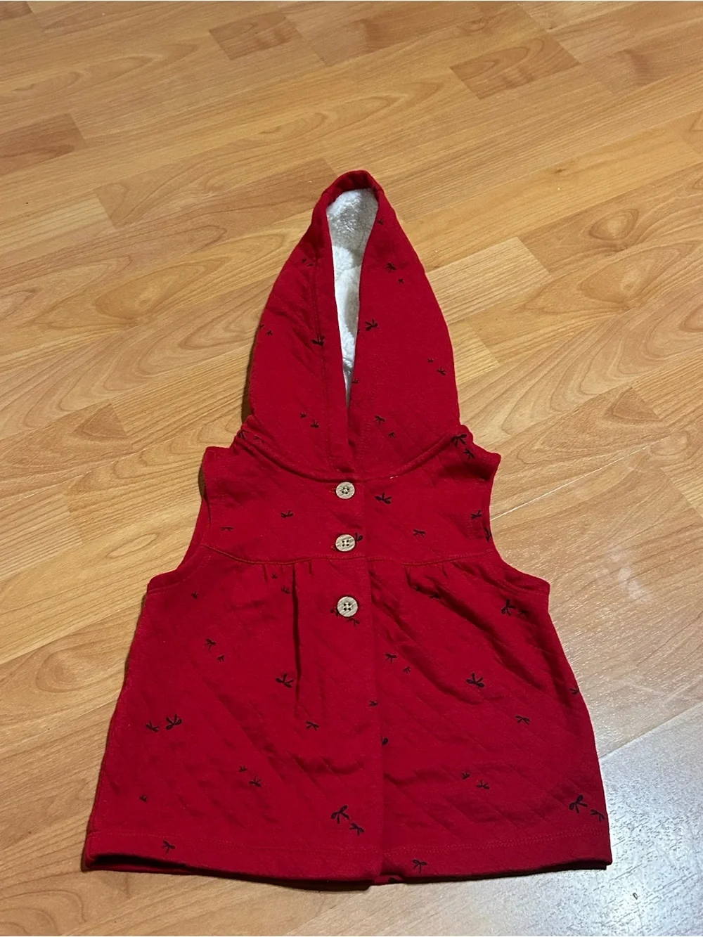 Carter's Red Hooded Toddler Girls' Vest with Black Accents Size 24 months